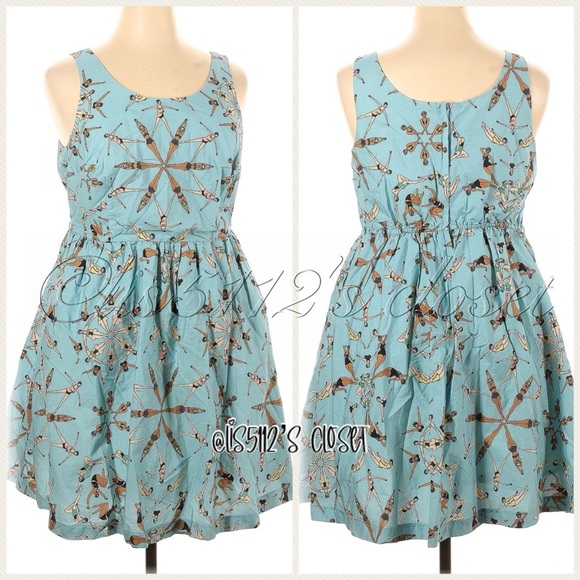 ModCloth x Dupenny Synchronized Swimmers Optimistic Effect A-line Retro Dress 1X - Picture 13 of 16